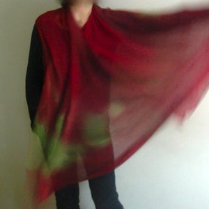 red linen poncho natural linen PONCHO red end green VEGAN sustainable knitwear by Tati image 7