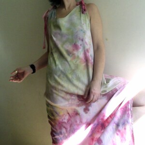 colorful maxi dress, long summer dress, hand dyed maxi dress for summer, summer long tunic, unique dress, by Tati image 4