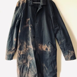 Hand-Dyed Black Cotton Duster Coat: Recycled Tech Cotton Vegan Trench