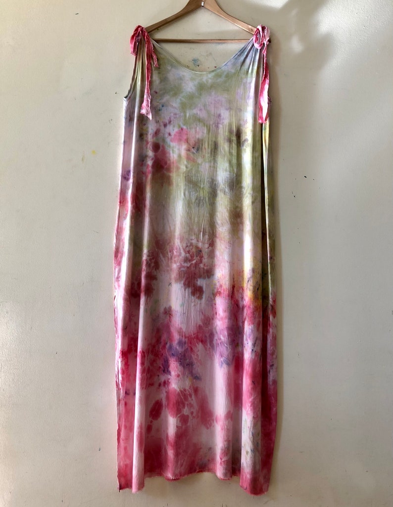 colorful maxi dress, long summer dress, hand dyed maxi dress for summer, summer long tunic, unique dress, by Tati image 9