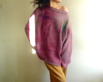Hand-Dyed Recycled Cotton Knit Sweater, Oversized Vegan Pullover