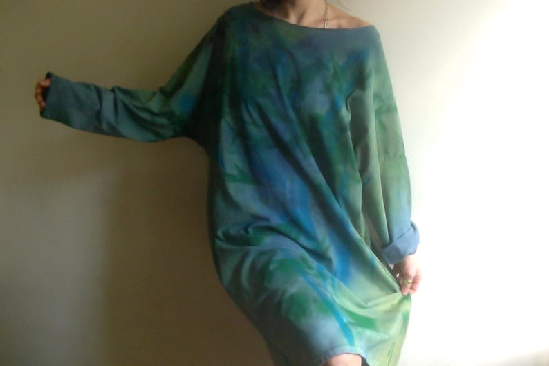 unique Free All stores are sold shipping New long XXL dress hand a cotton painted comfortable
