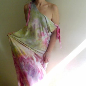 colorful maxi dress, long summer dress, hand dyed maxi dress for summer, summer long tunic, unique dress, by Tati image 3
