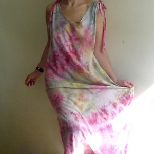 colorful maxi dress, long summer dress, hand dyed maxi dress for summer, summer long tunic, unique dress, by Tati image 7