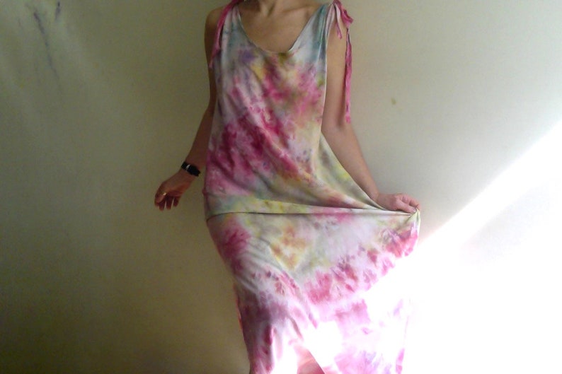 colorful maxi dress, long summer dress, hand dyed maxi dress for summer, summer long tunic, unique dress, by Tati image 7