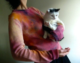 Hand-Dyed Cotton Knit Sweater: Colorful Vegan Knitwear
