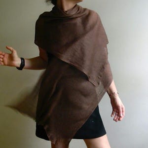 Hand-Dyed Linen Scarf: Lightweight Knit Shawl - Vegan Sustainable