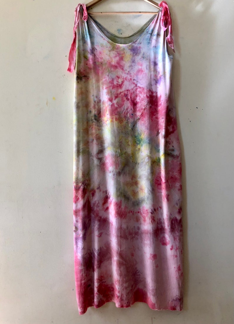 colorful maxi dress, long summer dress, hand dyed maxi dress for summer, summer long tunic, unique dress, by Tati image 10
