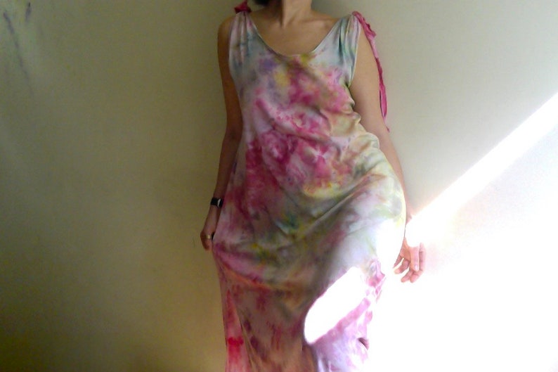 colorful maxi dress, long summer dress, hand dyed maxi dress for summer, summer long tunic, unique dress, by Tati image 6