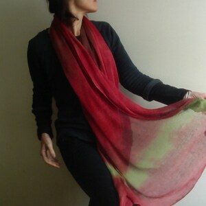 red linen poncho natural linen PONCHO red end green VEGAN sustainable knitwear by Tati image 4