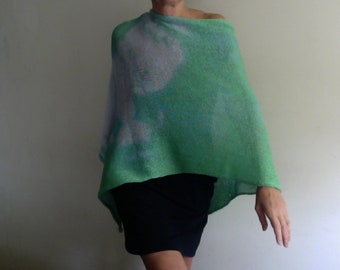 Baumwolle PONCHO, Strick Umhang, Schal, Schal, Schal, Overtop Baumwolle stricken, einzigartige VEGANE Strickmode, Farbtherapie, handgefärbte Kunstkleidung von Tati