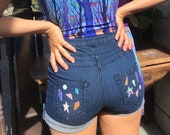 Holo Shapes Patchwork Upcycled Shorts