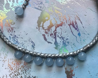 Blue Jade and Leather Necklace