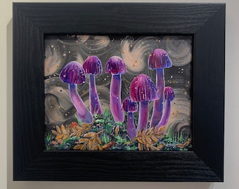 Purple Mushrooms Original Painting