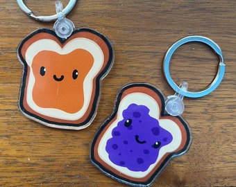 Mejores amigos: llaveros PB&J, dos llaveros, llaveros BFF/pareja/hermano