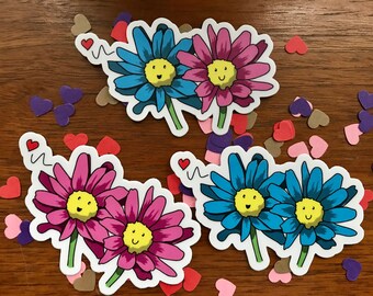 Pegatina de vinilo "Flor de Amor" - Mejores Amigos, Regalo para Parejas