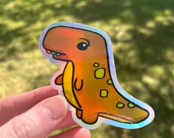 Pegatina holográfica naranja T-Rex