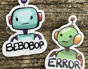 Set de pegatinas de Bebobop y Error Robot / Pegatinas transparentes