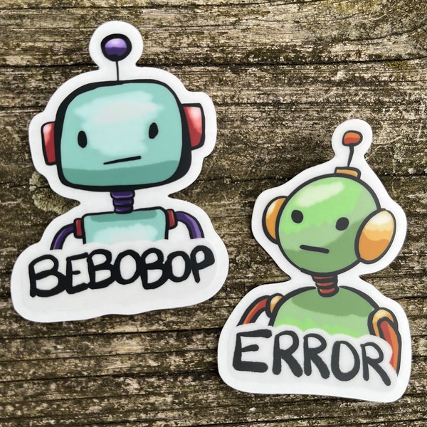 Robot Sticker| Bebobop Robot| Error Robot; clear sticker