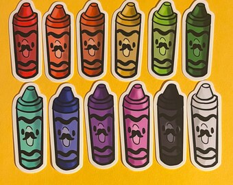 12 pegatinas de crayón: pegatinas de vinilo, 12 colores, caja de 12