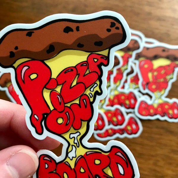 Pizza On Board Sticker (red)