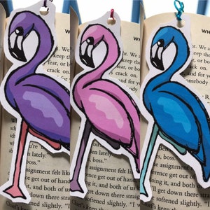 Flamingo Bookmarks- 3 in a pack (blue, pink, purple)