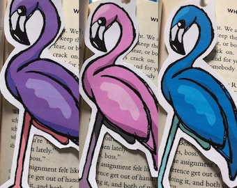 Flamingo Bookmarks- 3 en un paquete (azul, rosa, púrpura)