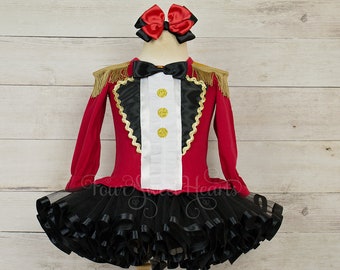 Girls Circus Costume Carnival Outfit Girl Circus First Birthday Outfit Ringleader Circus Dress Girls Ringmaster Shirt Circus Birthday Dress