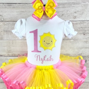Baby Girl Sunshine Birthday Outfit, You Are My Sunshine Tutu Personalized Bodysuit, Perfect for Cake Smash or Birthday Photos, Gift for Baby