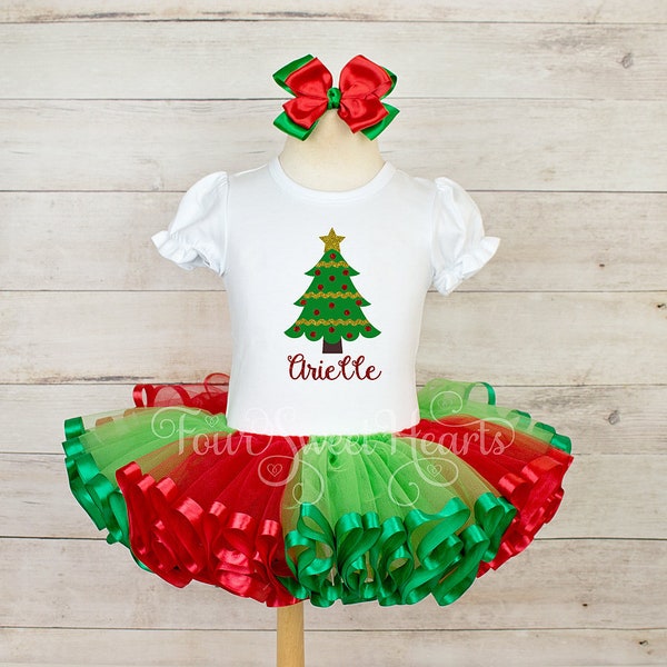 Girls Christmas Dress, Christmas Tree Outfit, Girls Christmas Outfit, Holiday Dress, Christmas Tutu, Holiday Tutu, Girls Christmas Shirt