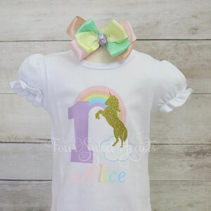 Birthday Unicorn Outfit Pastel Rainbow Shirt Unicorn Birthday Outfit Unicorn Tutu Rainbow Dress Unicorn Tutu Birthday Rainbow Shirt Unicorn image 2