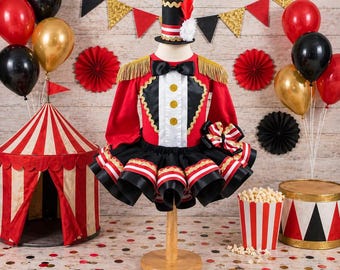 Girls Circus Costume Carnival Outfit Girl Circus Birthday Outfit Ringleader Circus Dress Girls Ringmaster Shirt Circus Birthday Dress