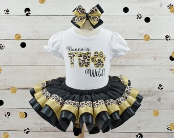 Two Wild Birthday Outfit Jungle Birthday Girls Safari Birthday Two Wild Shirt Leopard Tutu Outfit Safari Shirt Girls Two Wild Tutu