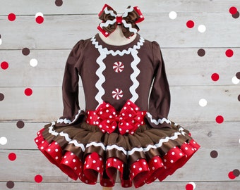 Gingerbread Tutu Dress Gingerbread Dress Girls Holiday Dress Christmas Pageant Dress Christmas Dress Girl Gingerbread Outfit