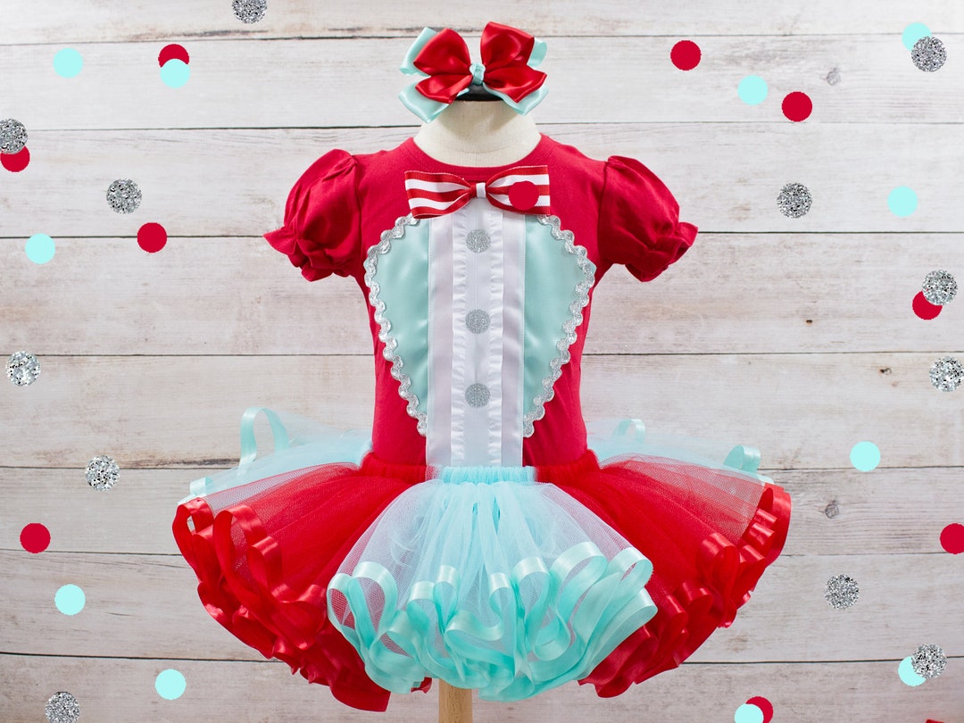 Circus Birthday Outfit Aqua Red Carnival Outfit Girl Ringmaster Costume