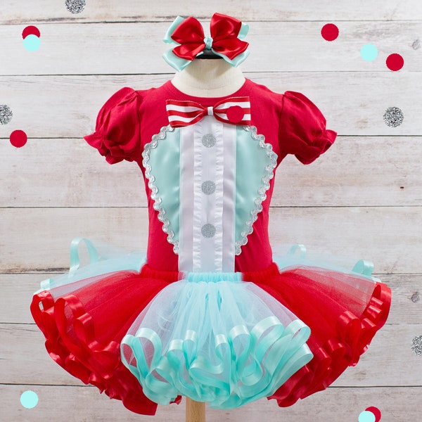 Circus Birthday Outfit Aqua Red Carnival Outfit Girl Ringmaster Costume Circus Dress Ringmaster Outfit Girl Circus Birthday Ringleader Dress