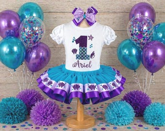 Mermaid Birthday Outfit Ocean Outfit Mermaid Dress Birthday Mermaid Tutu Girls Little Mermaid Birthday Shirt Little Mermaid Birthday Outfit