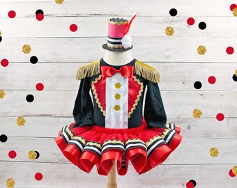 Girls Circus Costume Carnival Outfit Girl Circus Birthday Outfit Ringleader Circus Dress Girls Ringmaster Shirt Circus Birthday Dress