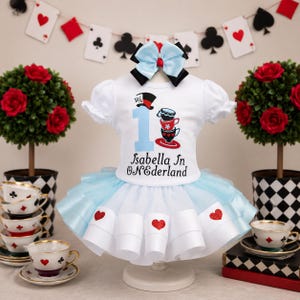 Alice in Onederland Birthday Outfit: Personalized Tutu Bodysuit, Cake Smash