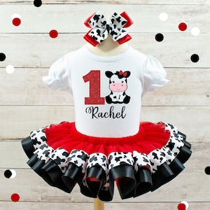 Farm Birthday Outfit Girls Barnyard First Birthday Cow Outfit Girl Cow Birthday Outfit Barn Birthday Outfit Girl Cow 1st Birthday Outfit