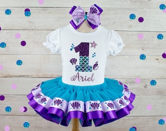 little mermaid birthday tutu dress Little mermaid Ariel baby dress 3-6 months
