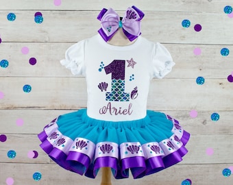 Mermaid Birthday Outfit Ocean Outfit Mermaid Dress Birthday Mermaid Tutu Girls Little Mermaid Birthday Shirt Little Mermaid Birthday Outfit