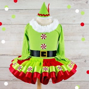 Elf Tutu Dress Girl Elf Costume Girls Holiday Dress Christmas Pageant Dress Christmas Dress Elf Dress Christmas Tutu Girl Elf Outfit