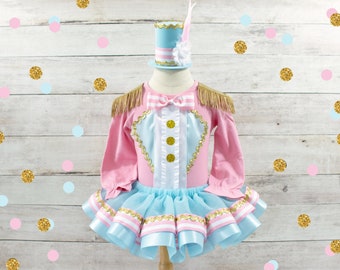 Pastel Toddler Circus Costume - Vintage Carnival Tutu Dress for Birthdays, Halloween, Dress Up -Baby Ringmaster Costume or Pageant OOC