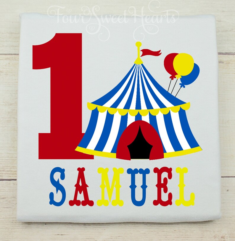 Circus Birthday Shirt Boys Carnival Shirt Boys Circus Birthday Boys First Birthday Shirt Boys Circus Shirt Boys Clown Shirt Circus Tent image 3