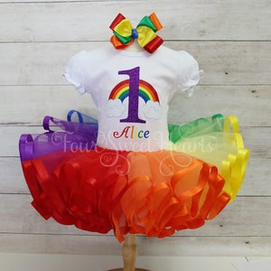 Rainbow Birthday Outfit Over the Rainbow Outfit Wizard of Oz Outfit Rainbow Dress Birthday Rainbow Tutu Girls Rainbow Birthday Shirt