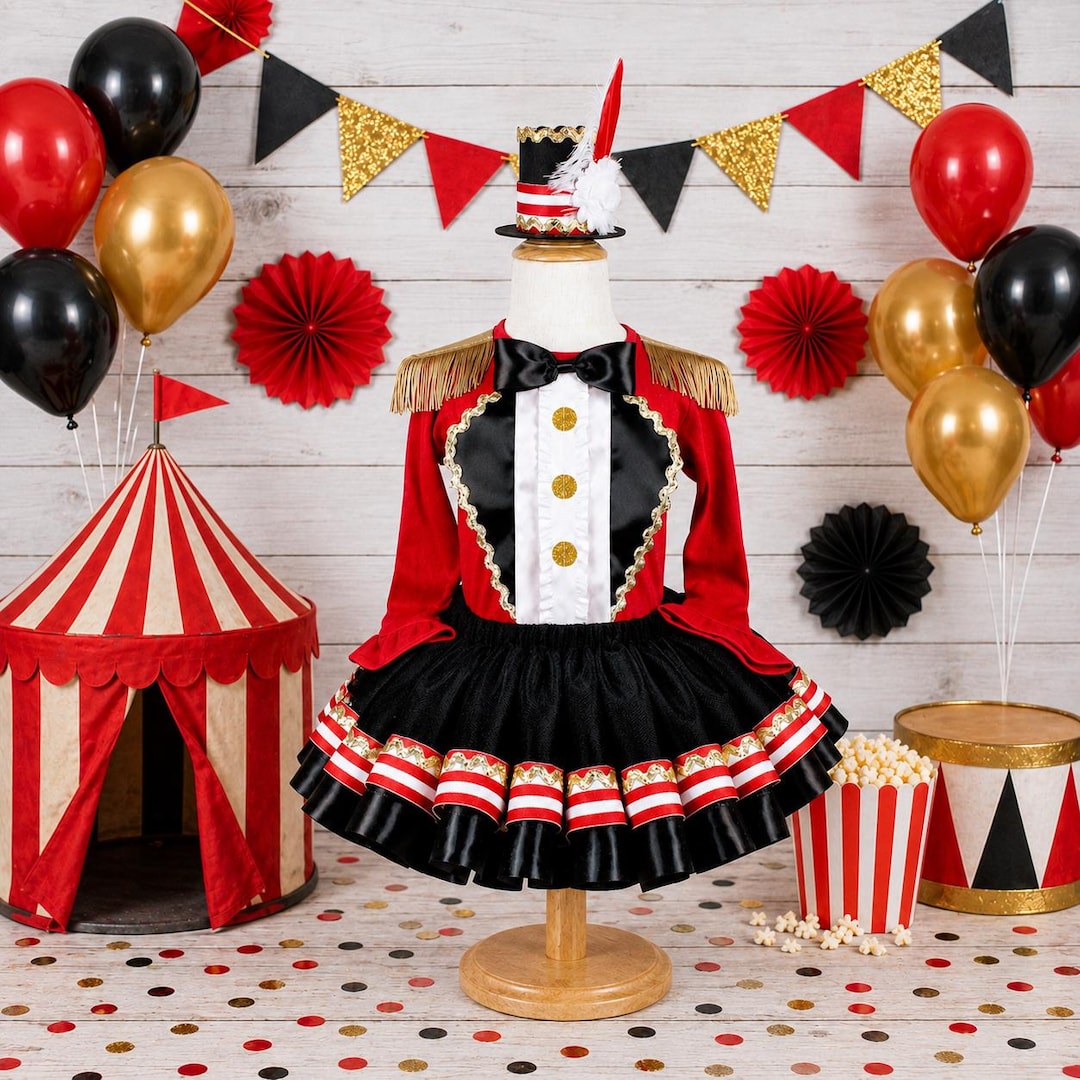 circus theme formal dress Girls Costume Carnival Outfit Girl Circus Birthday Outfit Ringleader Circus Girls Ringmaster Shirt Circus Birthday Dress circus formal dress
