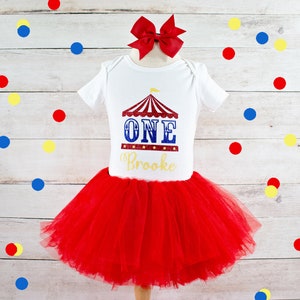 Baby Girl Circus Birthday Outfit, Carnival Tutu Personalized Bodysuit, Perfect for Cake Smash or Birthday Photos, Gift for Baby Girl