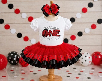 Ladybug 1st Birthday Outfit: Tutu, Shirt & Hair Bow - Etsy
