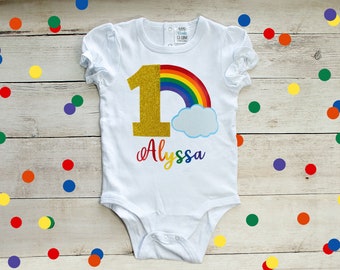 Rainbow Birthday Outfit: Personalized Girls Rainbow Tutu Shirt